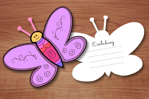 Bastelvorlage und Anleitung für Schmetterlings-Einladung zum Kindergeburtstag